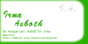 irma asboth business card